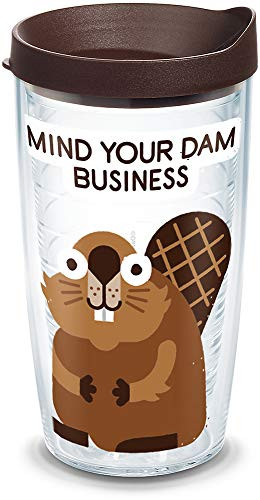 Tervis 1316295 David Olenick - Beaver Business Insulated Tumbler with Wrap and Lid, 16 oz - Tritan, Clear