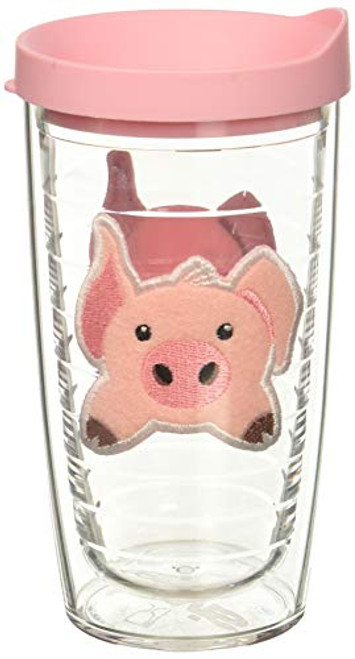 Tervis 1133495 Front & Back Pig Insulated Tumbler with Emblem and Pink Lid, 16oz, Clear Tervis 1133495 Front & Back Pig Insulated Tumbler with Emblem and Pink Lid, 16oz, Clear