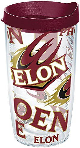 Tervis 1272793 Elon Phoenix All Over Insulated Tumbler with Wrap and Maroon Lid, 16oz, Clear
