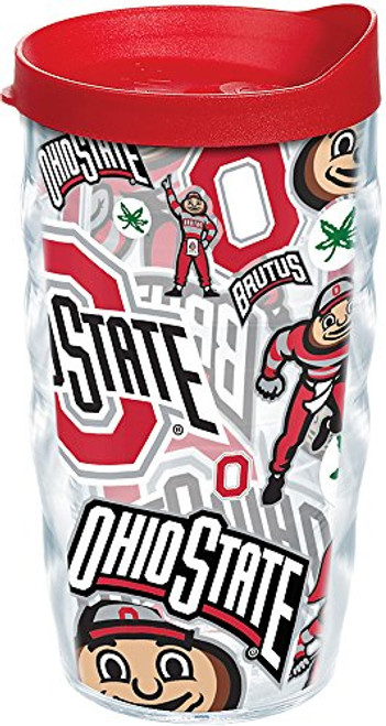Tervis 1258260 Ohio State Buckeyes All Over Insulated Tumbler with Wrap and Red Lid, 10oz Wavy, Clear Tervis 1258260 Ohio State Buckeyes All Over Insulated Tumbler with Wrap and Red Lid, 10oz Wavy, Clear