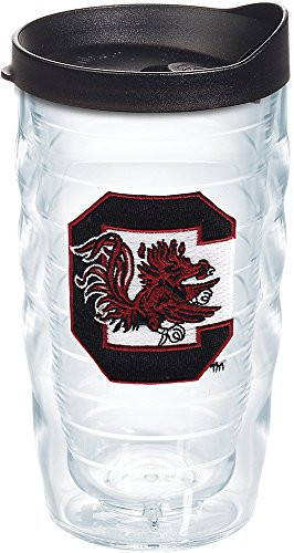 Tervis 1242304 South Carolina Gamecock Insulated Tumbler with Emblem and Black Lid 10oz Wavy Clear