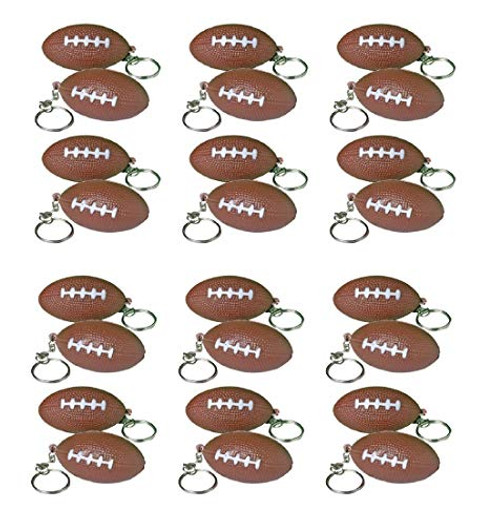 Foam Football Keychains Metal Key Rings (Pack of 24) Football Key Chains for Kids Birthday, Sports Ball Keychains, School Carnival Prizes, Party Bag Fillers, Football Party Favors Supplies