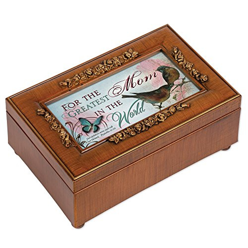 Cottage Garden Greatest Mom in The World Woodgrain Embossed Jewelry Music Box Plays Amazing Grace Cottage Garden Greatest Mom in The World Woodgrain Embossed Jewelry Music Box Plays Amazing Grace