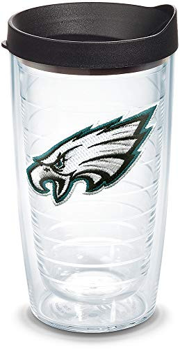 Tervis 1041770 NFL Philadelphia Eagles Primary Logo Tumbler with Emblem and Black Lid 16oz, Clear