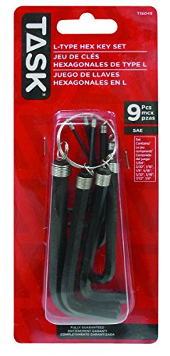 Task Tools T16049 L-Type Hex Key Set, Key Chain SAE, 9-Piece