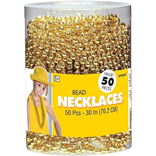 Amscan Bead Necklaces, Party Accessory, Gold
