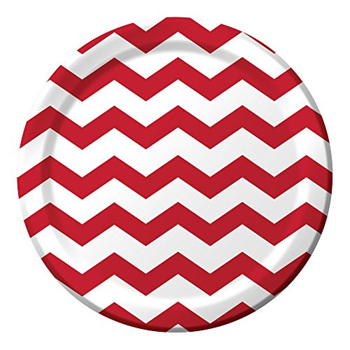 Creative Converting 96-Count Paper Dinner Plates, Chevron Classic Red