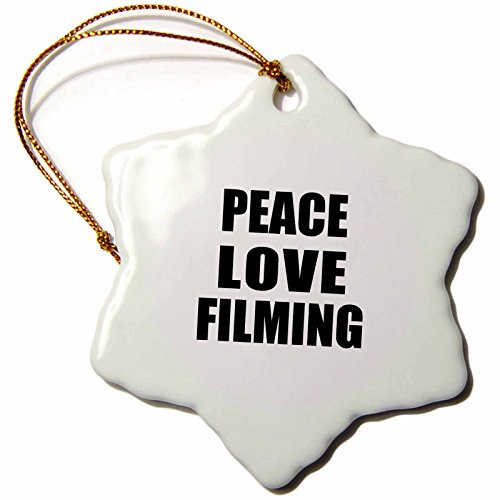 3dRose ORN_184861_1 Peace Love and Filming Things That Make Me Happy Film Maker Gift Snowflake Ornament, Porcelain, 3-Inch