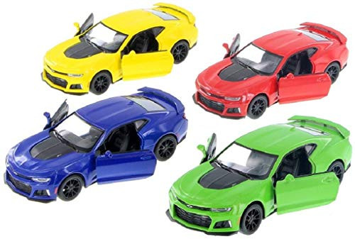 Set of 4: 5" 2017 Chevrolet Camaro ZL1 1/38 Scale Diecast Model Toy car (Yellow/Blue/Green/Red) by Kinsmart