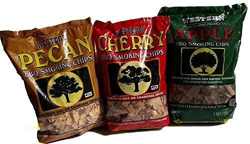 Ultimate Western BBQ Smoking Wood Chips Variety Pack Bundle (3)- Apple, Pecan, and Cherry Flavors