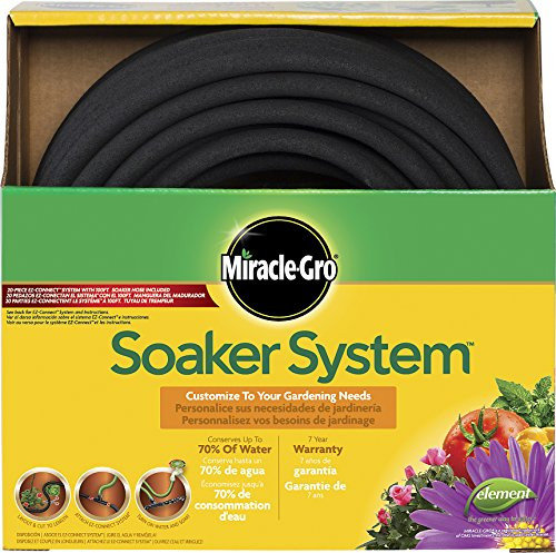 Swan Products Miracle-Gro MGSPAK38100CC Premium Soaker Hose 100 ft with Push on Fittings, 3/8" diameter, Black