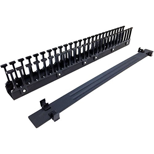 1U 25 Slot Easy Access Lid Cable Manager (Plastic Fingers/Metal Base & Lid) Server Rack Wire Management System