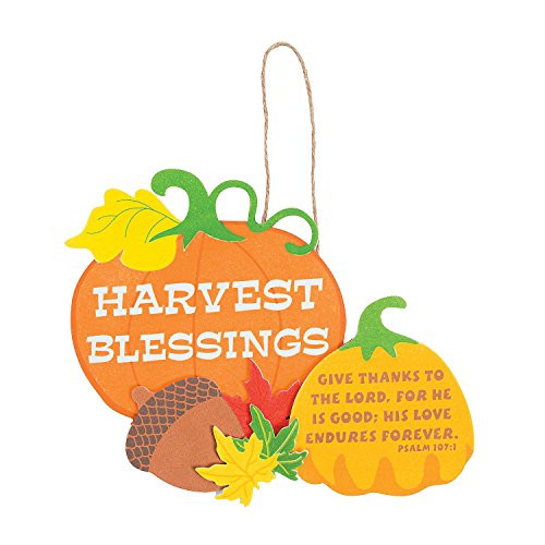 Fun Express - Harvest Blessings Sign CK-12 for Fall - Craft Kits - Hanging Decor Craft Kits - Sign Decoration Craft Kits - Fall - 12 Pieces