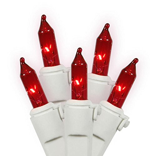 Vickerman Set of 100 Red Mini Christmas Lights - White Wire