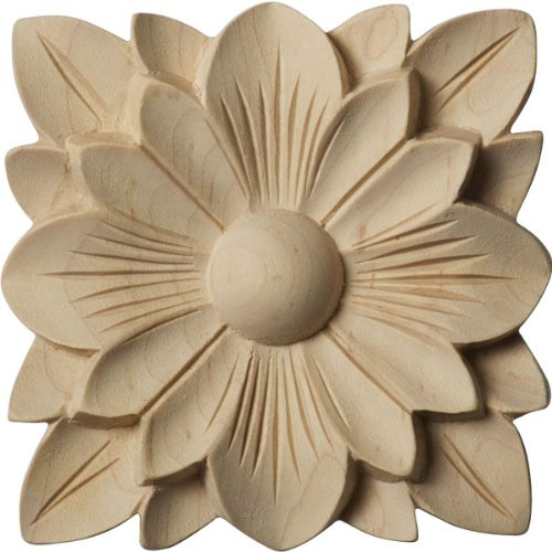 Ekena Millwork ROS03X03SPAL-CASE-4 Rosette, 3 1/2"W x 3 1/2"H x 1/2"P, Alder