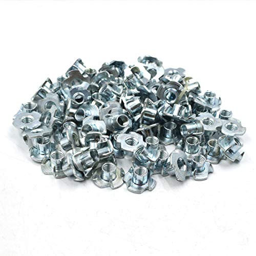 TOUHIA M8 Four Claws Pronged Tee Blind Nuts Furniture T Nut Inserts for Wood(100PCS)