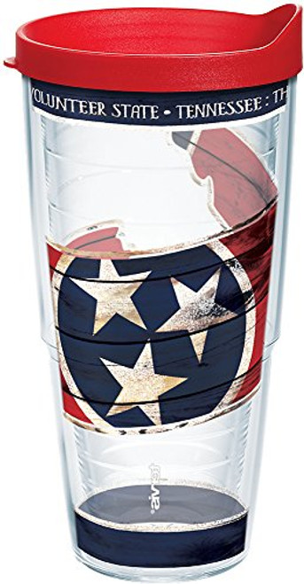 Tervis 1212083 Tennessee State Flag Outline Tumbler with Wrap and Red Lid 24oz, Clear Tervis 1212083 Tennessee State Flag Outline Tumbler with Wrap and Red Lid 24oz, Clear