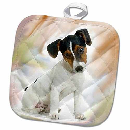 3D Rose Jack Russell Terrier Pot Holder 8" x 8"