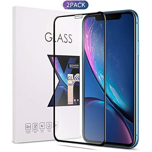 iPhone XR Screen Protector Tempered Glass Film with case Friendly Full Edge Anti Fingerprint Anti-Scratch/Easy Install/Oleophobic Anti-Bubble[2PACK]