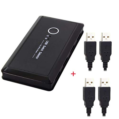 KVM USB 2.0 or USB 3.0 Switch Selector 2 Port PCs Sharing 4 Devices for Keyboard Mouse Scanner Printer (USB 2.0)