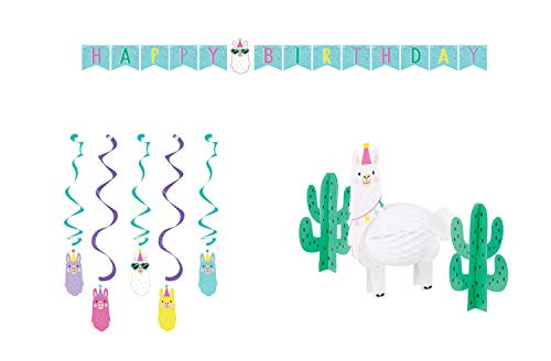 Creative Converting Llama Drama Party Happy Birthday Decoration Bundle