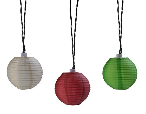 Moonrays 91104 Plug-In LED Oriental Lantern String Lights Cinnamon/Sage/Cream