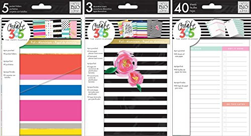 Happy Planner Accessories Set - Decorative Covers, Pocket Folders & Daily Sheets - 3 Item MAMBI Bundle (Mini Happy Planner - 4.5 x 7)