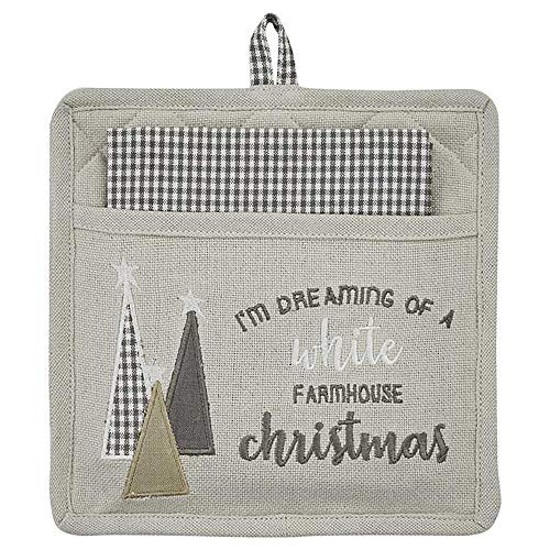 Park Designs White Farmhouse Christmas Pocket Potholder Set