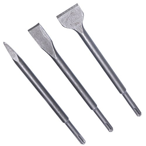 YaeTek SDS-plus Chisel Set, Rotary Hammer Bits Set - 3 PCS Including Point Chisel, Flat Chisel, Cranked Chisel for Masonry and Concrete Demolition