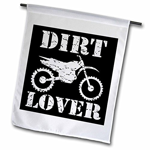 3dRose fl_180550_1 White Image and Dirt Lover Text with Distressed Dirt Bike Graphics Garden Flag, 12 by 18-Inch