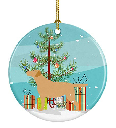 Caroline's Treasures BB2915CO1 Yellow Labrador Retriever Merry Christmas Tree Ceramic Ornament, 3 in, Multicolor