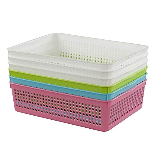 Doryh Colored Plastic Basket for Organizing A4 Paper, Files/6 Packs
