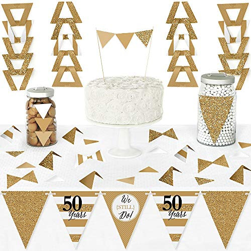 Big Dot of Happiness We Still Do - 50th Wedding Anniversary - Diy Pennant Banner Decorations - Anniversary Party Triangle Kit - 99 Pieces