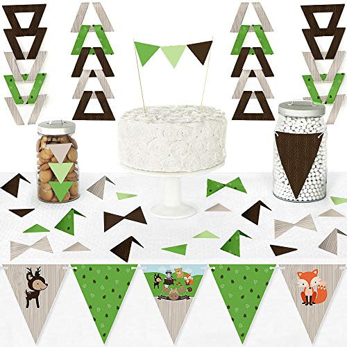Big Dot of Happiness Woodland Creatures - Diy Pennant Banner Decorations - Baby Shower or Birthday Party Triangle Kit - 99 Pieces