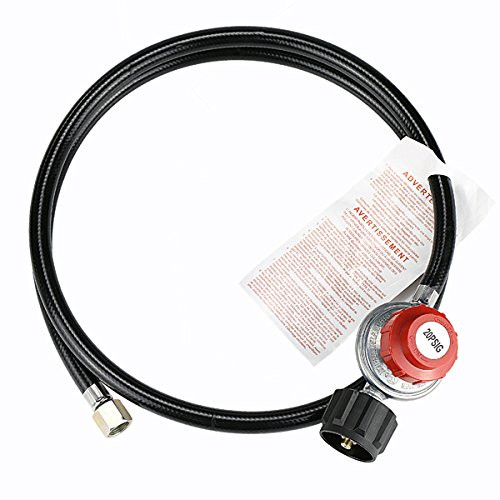 GASLAND Adjustable QCC1/Type1 Propane 0-20 PSI High Pressure Regulator with 5 feet Hose fit for Propane Burner Turkey Fryer Smoker and More Appliances-CSA Certified