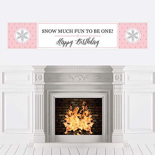 Big Dot of Happiness Pink Onederland - Holiday Snowflake Winter Wonderland Birthday Party Decorations Party Banner