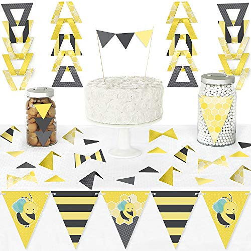 Big Dot of Happiness Honey Bee - Diy Pennant Banner Decorations - Baby Shower or Birthday Party Triangle Kit - 99 Pieces