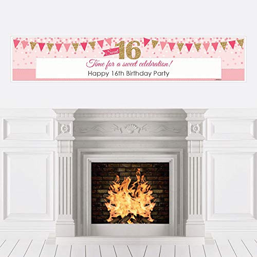 Big Dot of Happiness Sweet 16-16th Birthday Decorations Party Banner