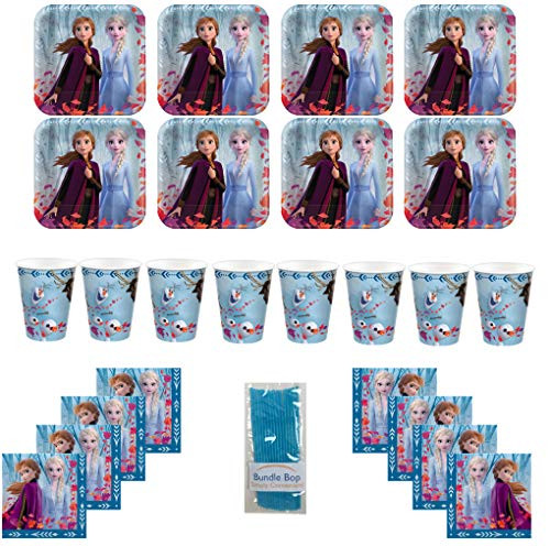 Bundle Bop Frozen 2 Birthday Party Supplies - Your Frozen 2 Party Supplies Includes - Frozen 2 Paper Plates, Napkins, Cups, and Straws - Serves 8 Guests