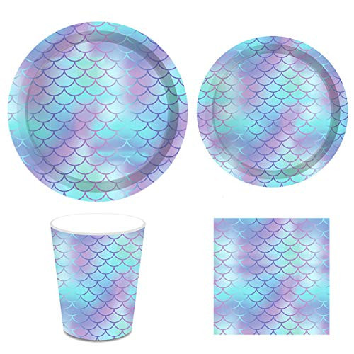 Mermaid Ocean Party Supplies Pack Serving 16 Guests, Including Dinner Plates, Luncheon Napkins and Cups Supply Tableware Set Kit for Under the Sea Theme Baby Shower Birthday Party Decorations Favors Mermaid Ocean Party Supplies Pack Serving 16 Guests, Including Dinner Plates, Luncheon Napkins and Cups Supply Tableware Set Kit for Under the Sea Theme Baby Shower Birthday Party Decorations Favors