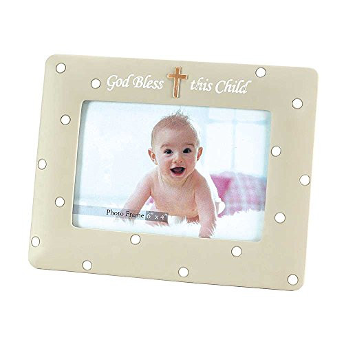 Dicksons God Bless This Child Embossed Cross 6.5 x 9 Resin Stone Photo Frame Plaque
