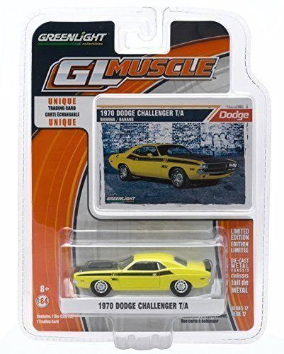 Greenlight 1970 Dodge Challenger T/A (Banana Yellow) GL Muscle Series 12 Collectibles 1:64 Scale 2015 Die-Cast Vehicle & Trading Card