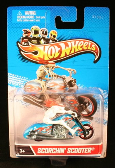 Scorchin' Scooter (Blue / White) Motorcycle and Rider Hot Wheels 1:64 Scale 2012 Die-Cast Vehicle Scorchin' Scooter (Blue / White) Motorcycle and Rider Hot Wheels 1:64 Scale 2012 Die-Cast Vehicle