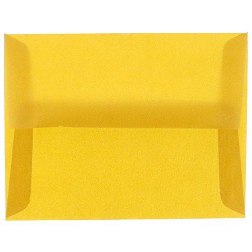 JAM PAPER A2 Translucent Vellum Invitation Envelopes - 4 3/8 x 5 3/4 - Gold - 25/Pack