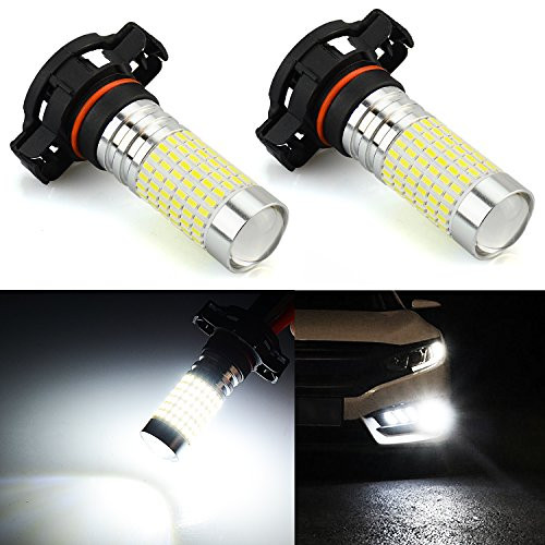 JDM ASTAR 2400 Lumens Extremely Bright 144-EX Chipsets 5202 5201 LED Fog Light Bulbs with Projector for DRL or Fog Lights, Xenon White