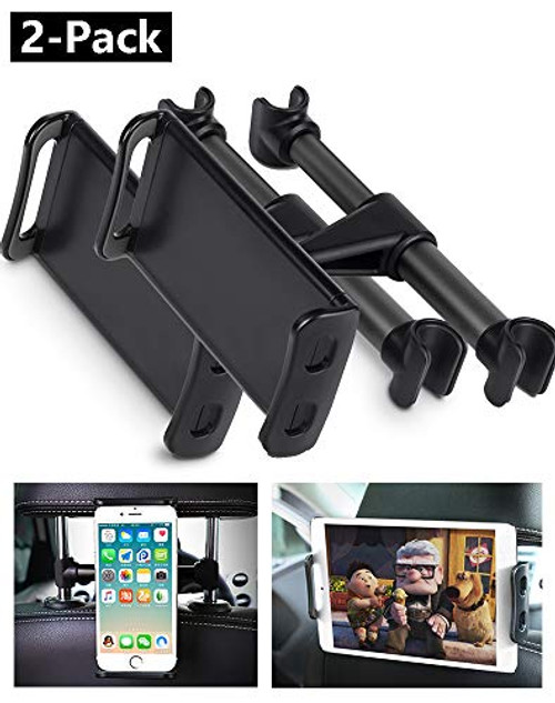 LHJRY Car Headrest Mount, Tablet Headrest Holder Compatible with iPad Pro Air Mini, Samsung Galaxy Tabs, Google Nexus, Other 4.7-11" Cellphones and Tablets (2 - Pack, Black)