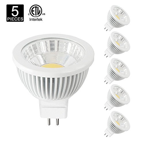 Poroju MR16 LED Halogen Replacement Bulb, Dimmable LED GU5.3 Spot Light Bulb, CRI 85+, 12 Volt, 38 Degree Beam Angle, 5W, 50W Equivalent, Warm White 3000K, ETL-listed and FCC Qualified, Pack of 5