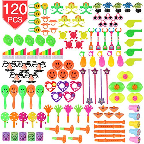 PROLOSO Bulk Toy Assortment for Kids Birthday Party Favors Prizes Box Carnival Prizes Pinata Fillers Students Rewards 120 Pcs
