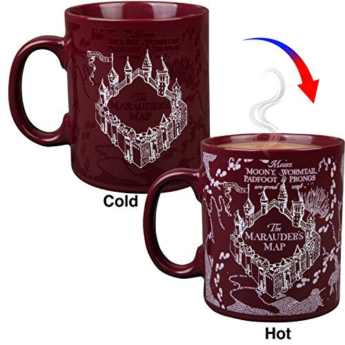Harry Potter Marauder's Map Heat Reveal Ceramic Coffee Mug - Image Activates with Heat - 20 oz