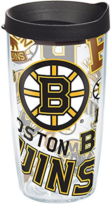 Tervis 1272244 NHL Boston Bruins All Over Tumbler with Wrap and Black Lid 16oz, Clear Tervis 1272244 NHL Boston Bruins All Over Tumbler with Wrap and Black Lid 16oz, Clear
